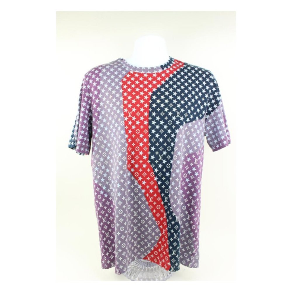 Louis Vuitton Mens Large Purple x Red x Blue Star Monogram T-Shirt Tee Shirt